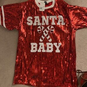 Red Sequin 'Santa Baby' T-Shirt